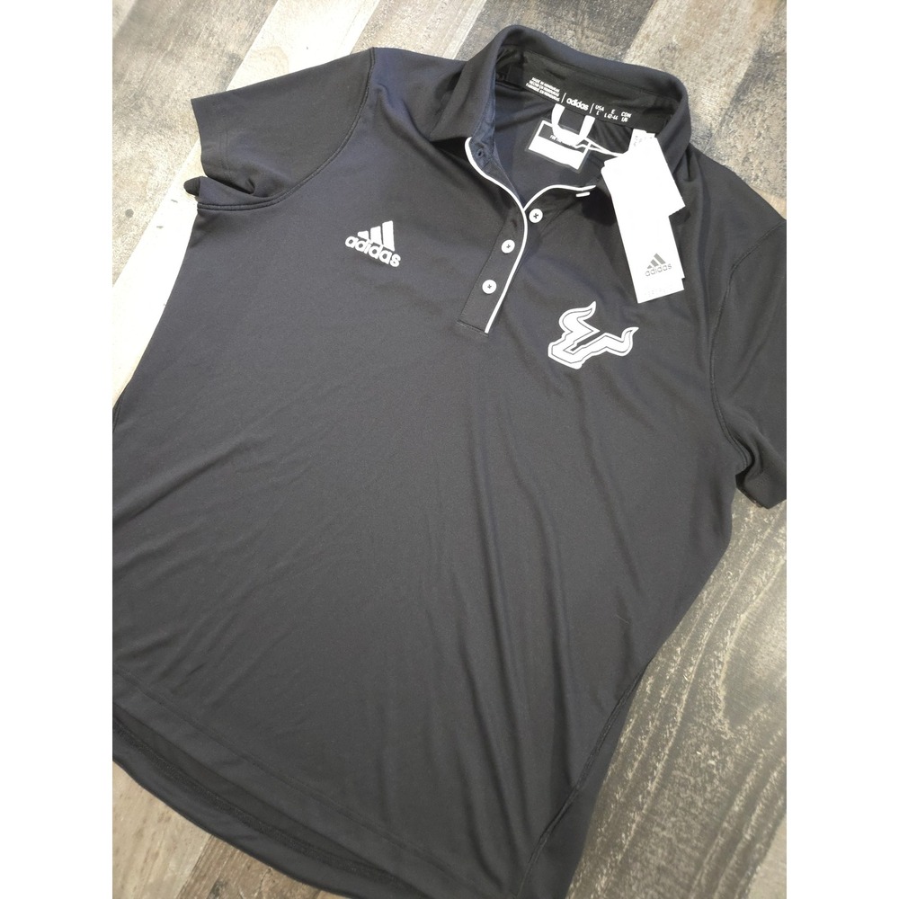 adidas USF Bulls Men's Large Polo Shirt Black NWT New South Florida Entrada 22